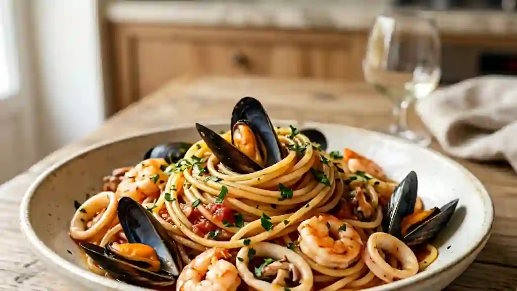 Spaghetti iodés aux fruits de mer - Photo de présentation