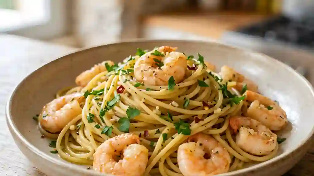 Spaghetti aux gambas ail et piment - Photo de présentation