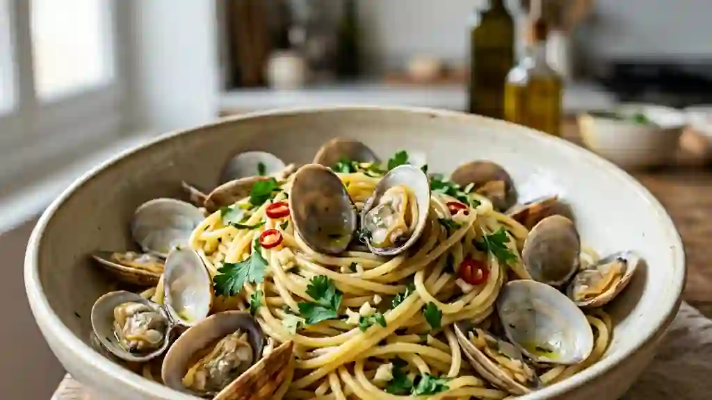 Spaghetti alle vongole iodés et pimentés - Photo de présentation