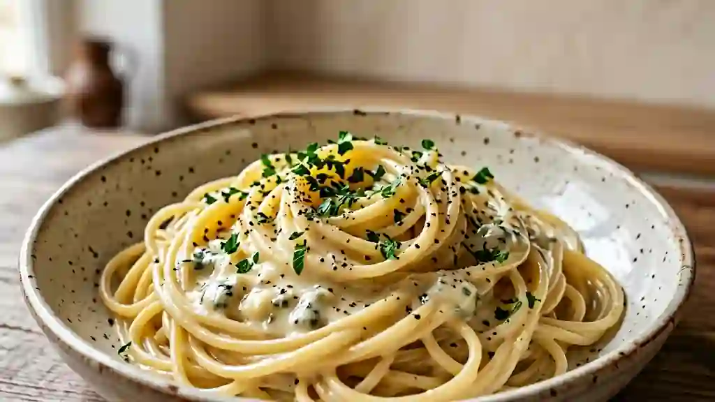 Spaghetti crémeux au gorgonzola fondant - Photo de présentation