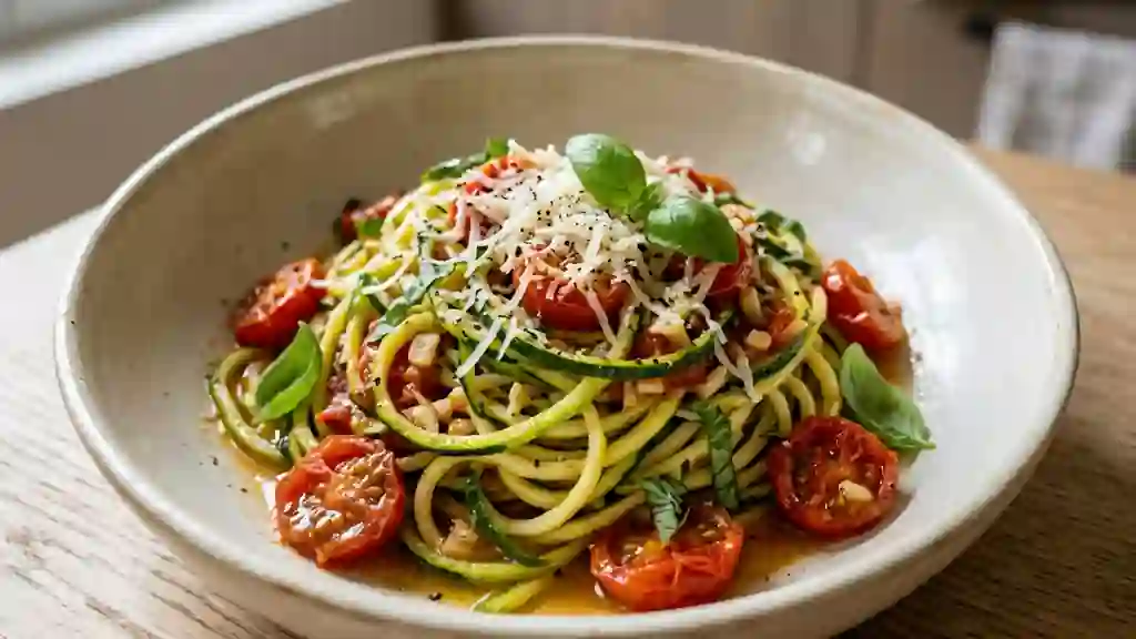 Spaghettis de courgette ail et basilic - Photo de présentation