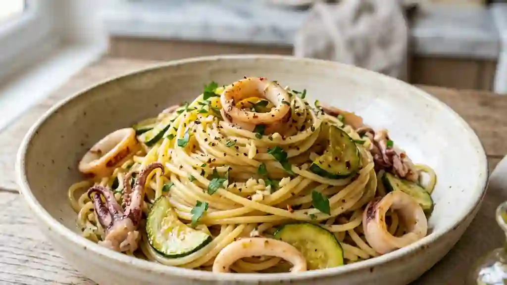 Spaghetti iodés aux calmars et courgettes - Photo de présentation