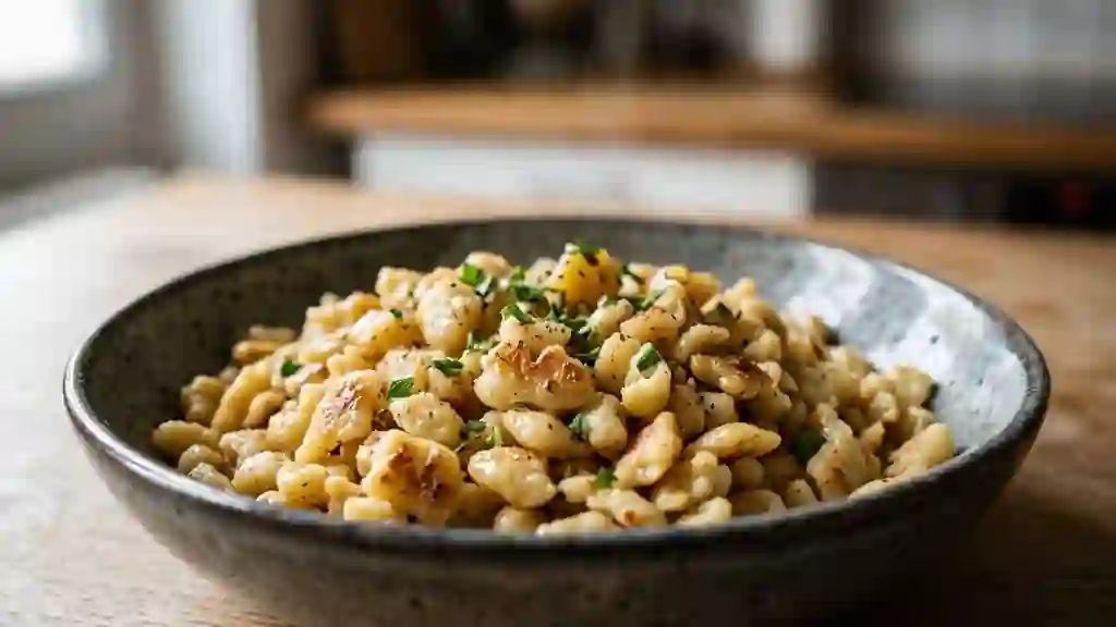 Spätzle fondants et croustillants au beurre - Photo de présentation