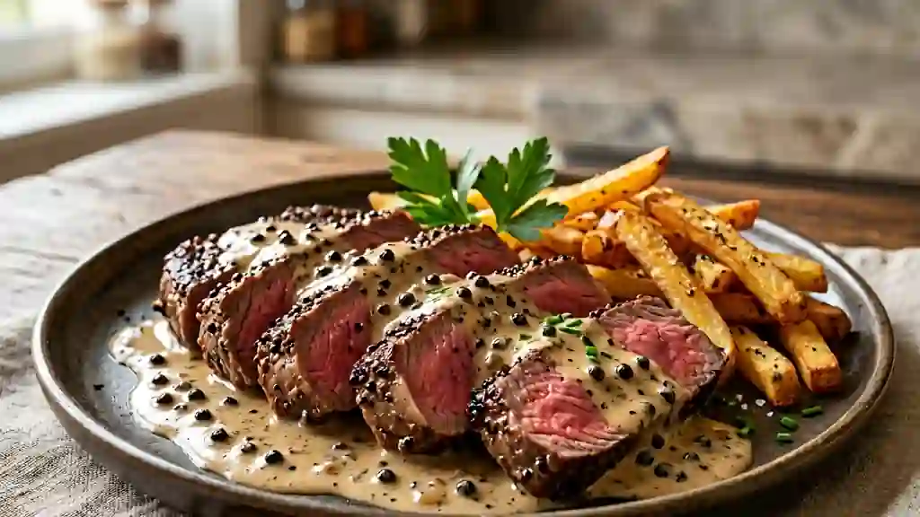 Steak au Poivre Noir et sa Sauce Onctueuse au Cognac - Photo de présentation