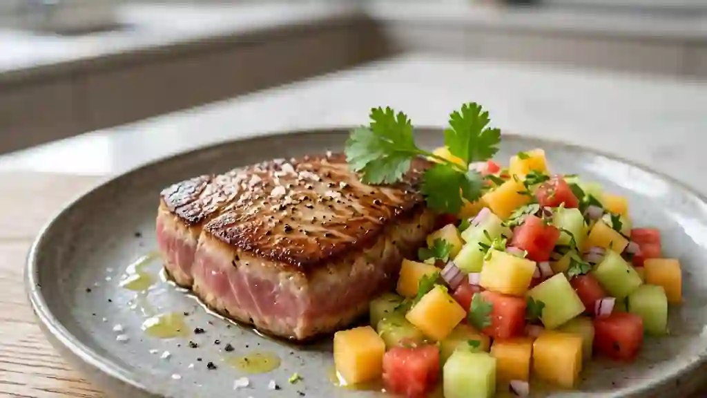 Thon snacké et sa salsa de melons acidulée - Photo de présentation