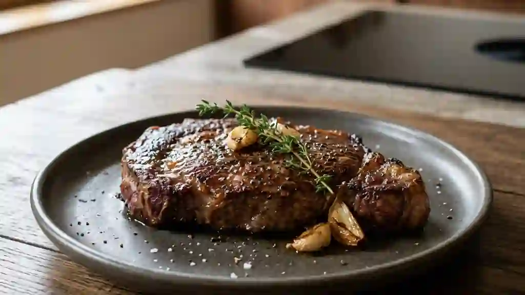 Steak Saisi au Beurre d'Ail et Thym Frais - Photo de présentation