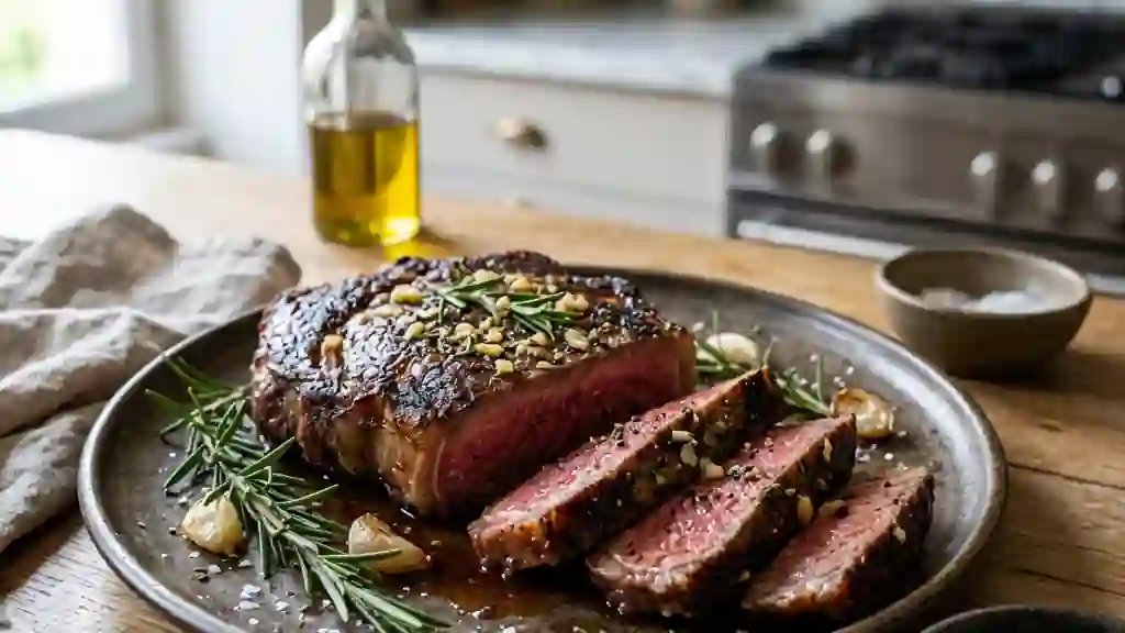 Steaks de bœuf croûtés au romarin - Photo de présentation