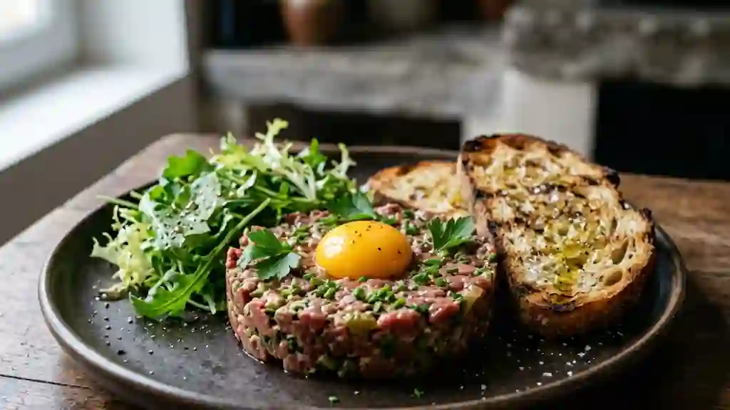 Steak tartare au couteau, fondant et relevé - Photo de présentation