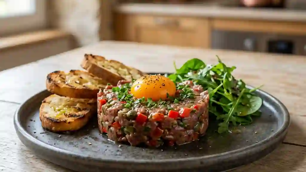 Tartare de bœuf au poivron rouge croquant - Photo de présentation