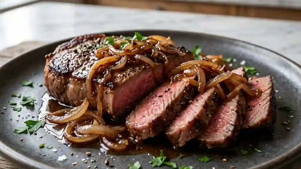 Steak de bœuf aux échalotes confites - Photo de présentation