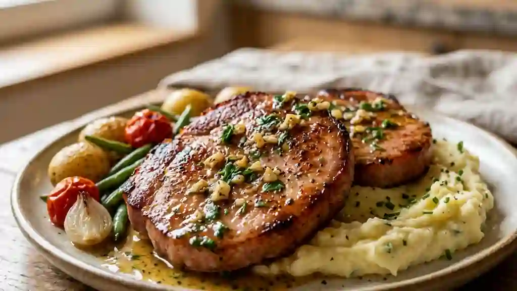 Steaks de jambon Sambre et Meuse au beurre d'ail - Photo de présentation