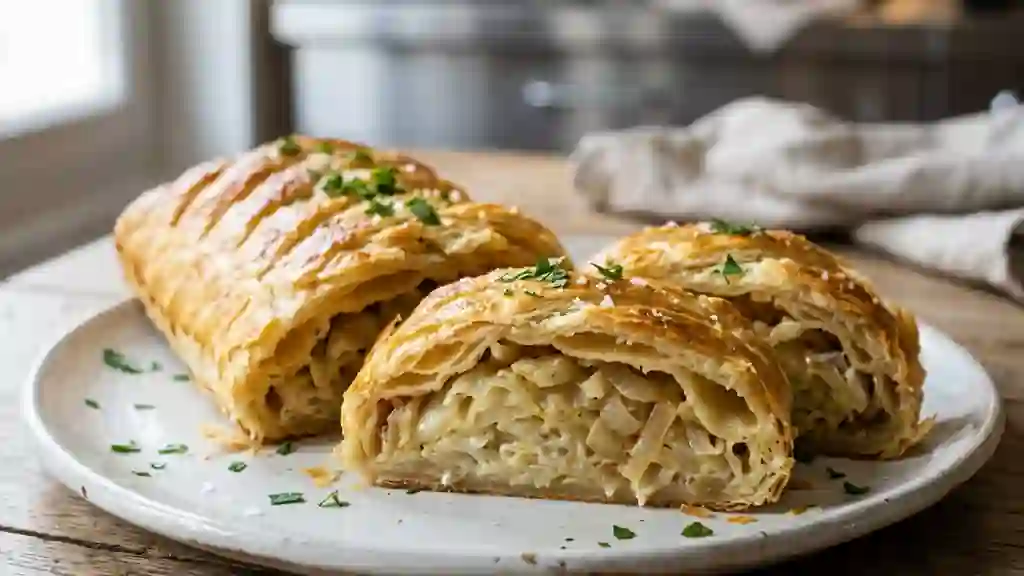 Strudel au chou fondant et croûte dorée - Photo de présentation