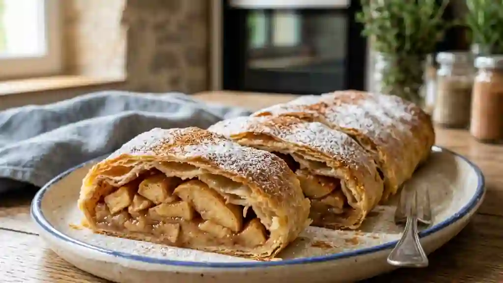 Strudel aux pommes fondant et croustillant - Photo de présentation