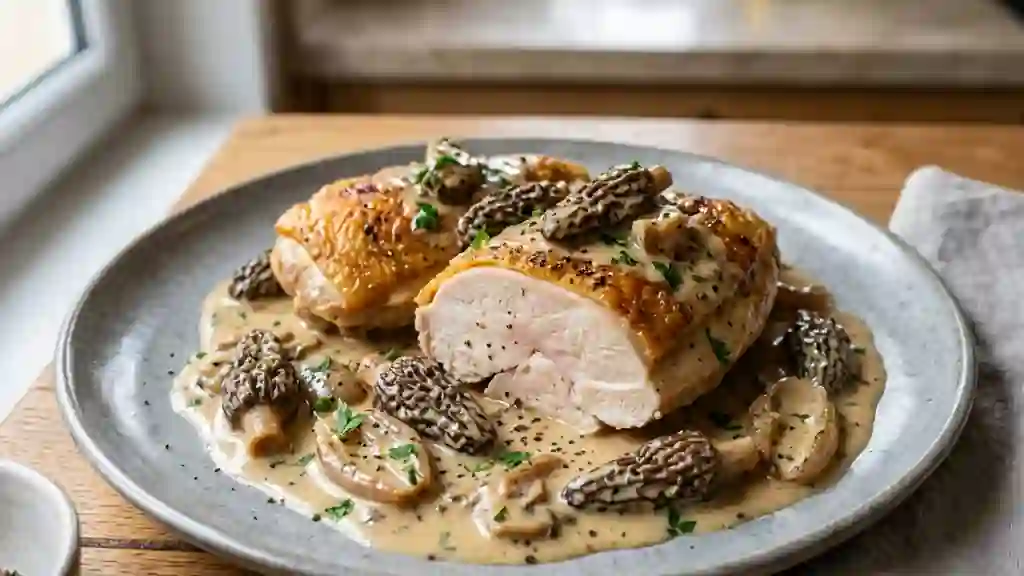 Suprêmes de volaille fondants aux morilles - Photo de présentation