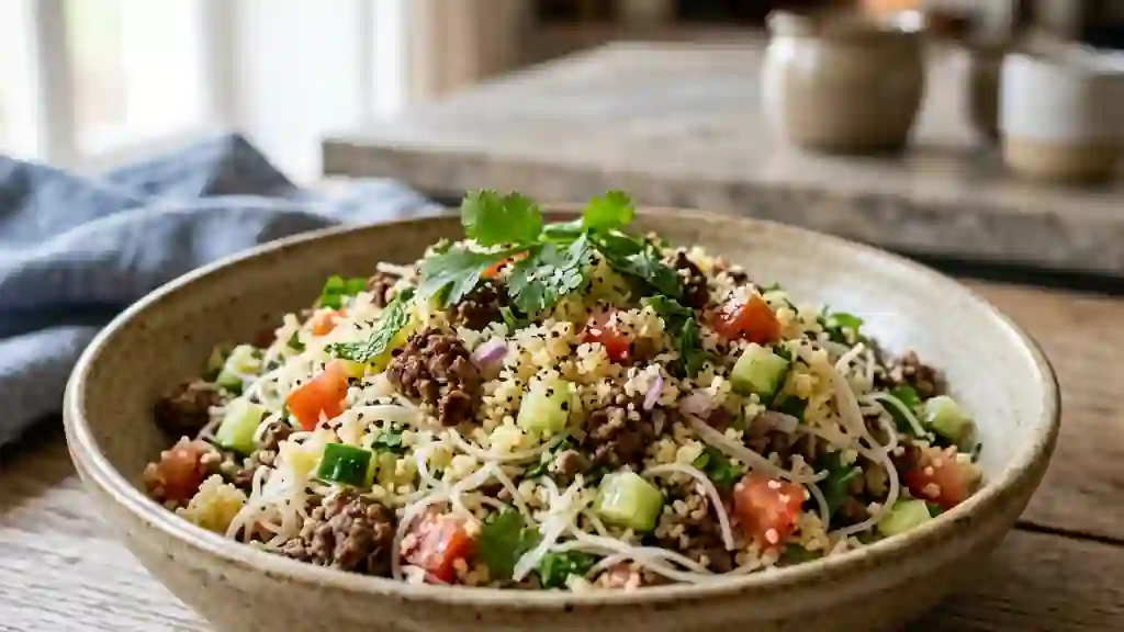 Taboulé au bœuf grillé et vermicelles frais - Photo de présentation