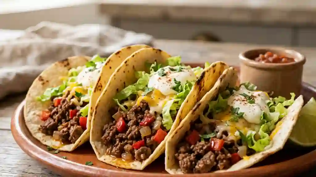 Tacos au bœuf fondant et épices douces - Photo de présentation