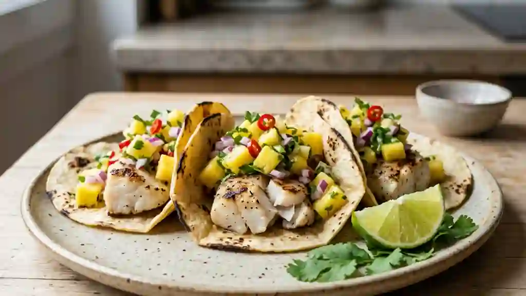 Tacos de poisson grillé et salsa d’ananas - Photo de présentation