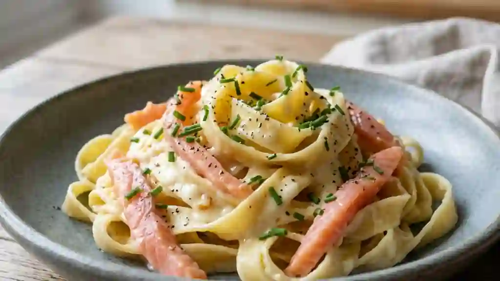 Tagliatelles Crémeuses Saumon et Rocamadour - Photo de présentation