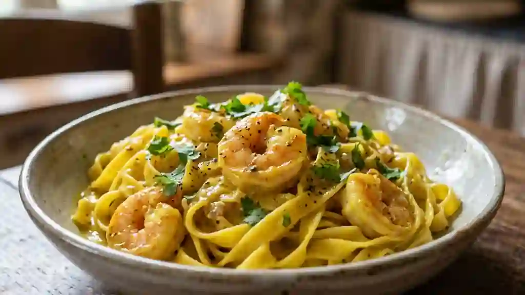 Tagliatelles Crémeuses aux Gambas et Curry - Photo de présentation