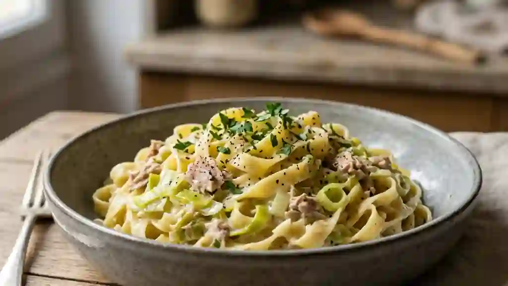 Tagliatelles Crémeuses Poireaux et Thon - Photo de présentation