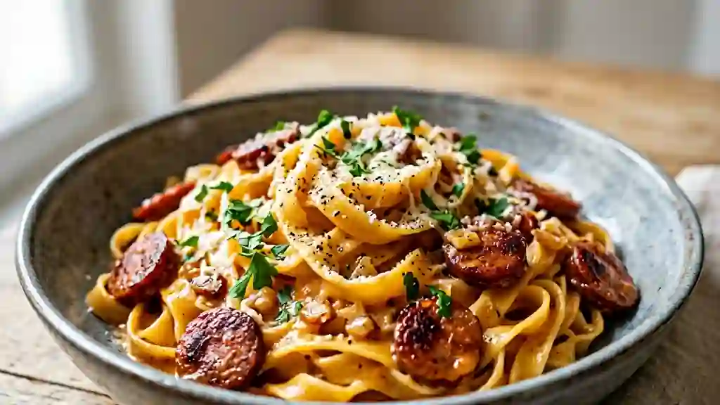 Tagliatelles au Chorizo et Crème Fondante - Photo de présentation