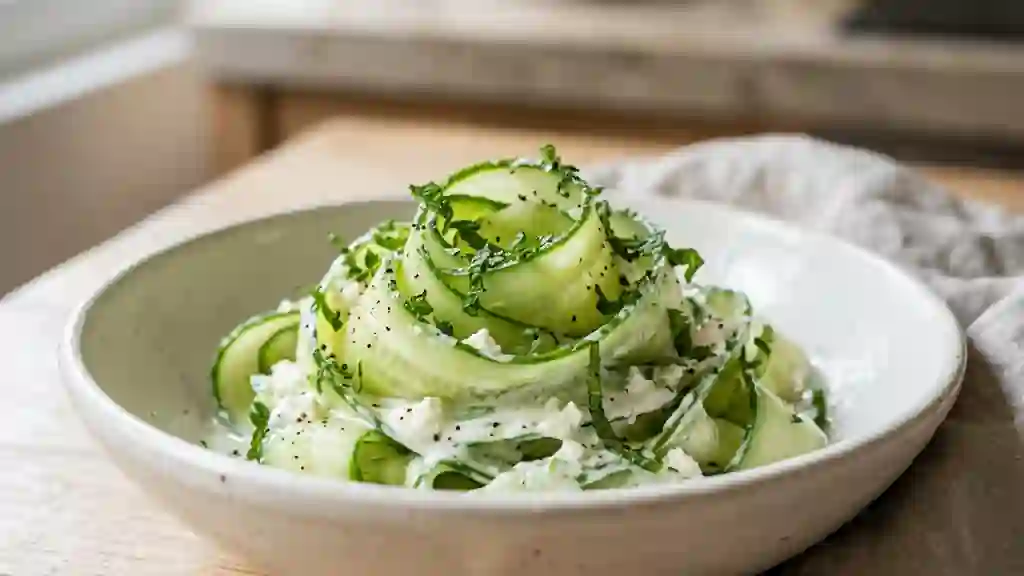 Rubans de concombre croquants au chèvre frais - Photo de présentation
