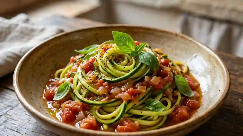 Tagliatelles de courgettes fondantes à la tomate - Photo de présentation