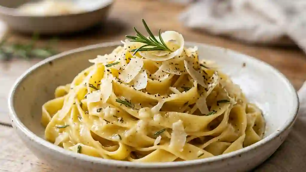 Tagliatelles crémeuses au romarin et parmesan - Photo de présentation