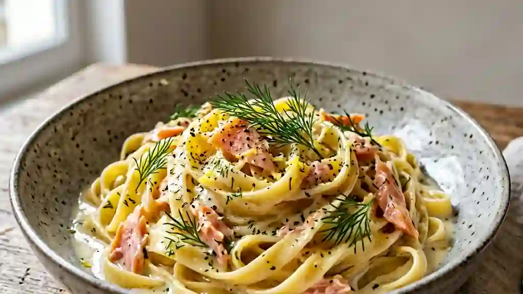 Tagliatelles au saumon crémeuses et citronnées - Photo de présentation