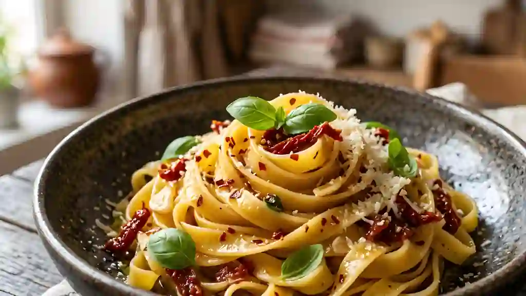 Tagliatelles pimentées aux tomates séchées - Photo de présentation