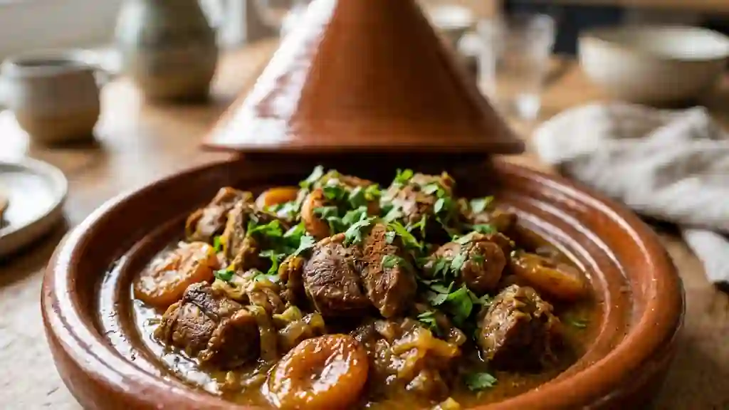 Tajine d'agneau fondant aux abricots mielleux - Photo de présentation