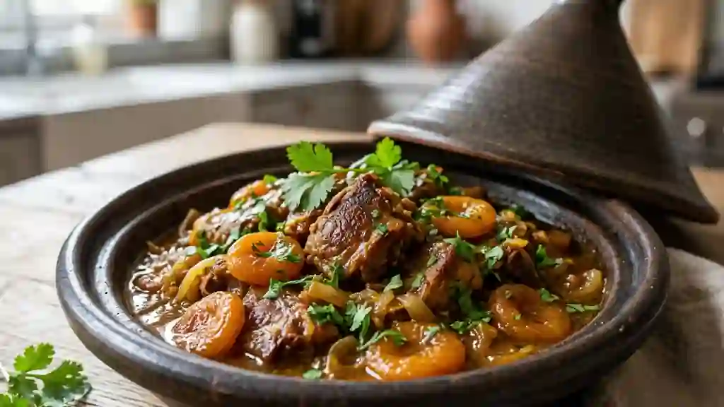 Tajine d'agneau fondant aux abricots miellés - Photo de présentation