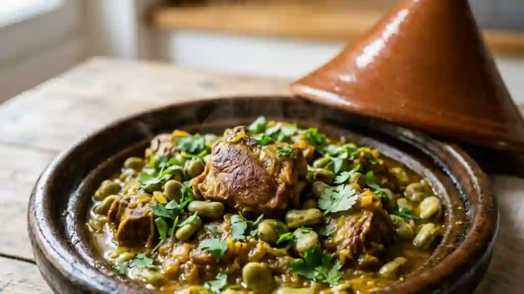 Tajine d'agneau fondant aux fèves printanières - Photo de présentation