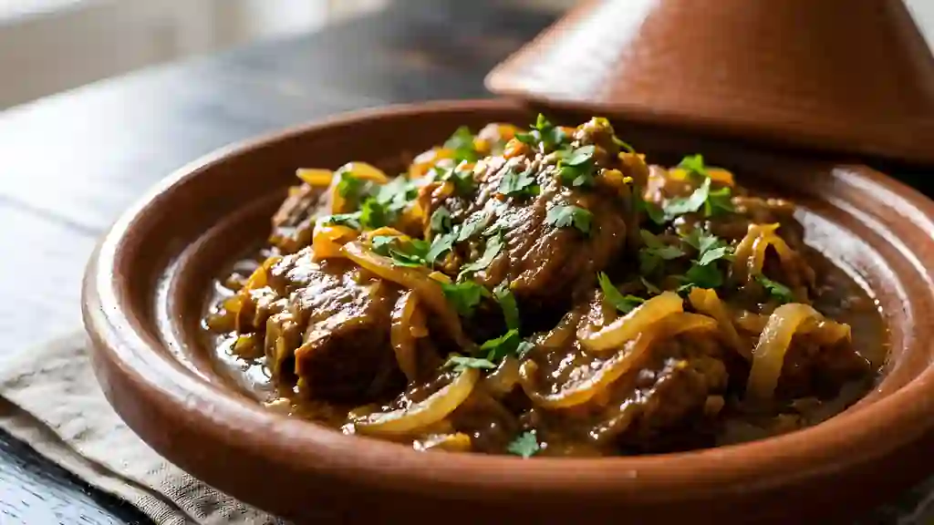 Tajine d'agneau fondant au miel et oignons - Photo de présentation