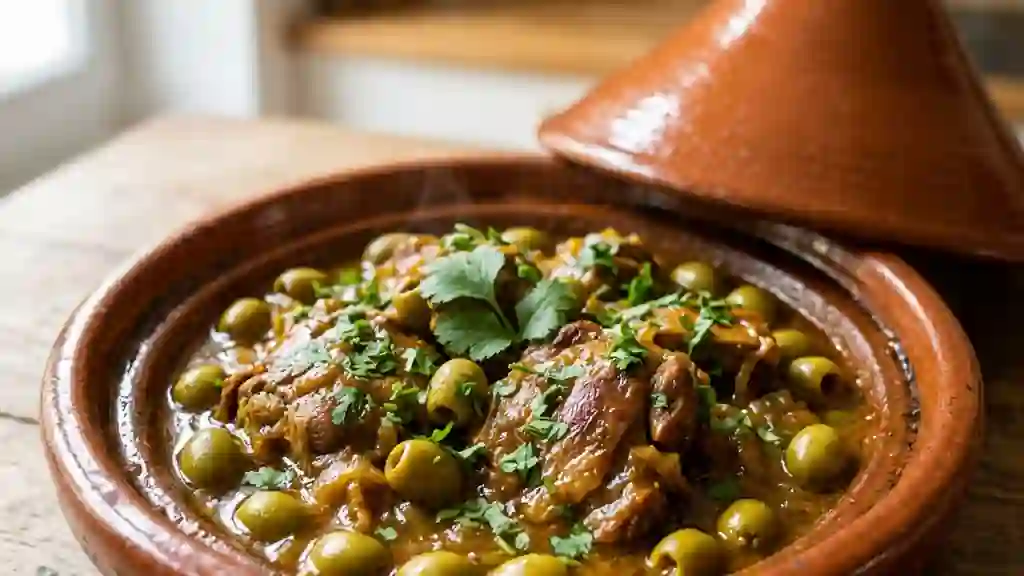 Tajine d'agneau fondant au miel et olives - Photo de présentation