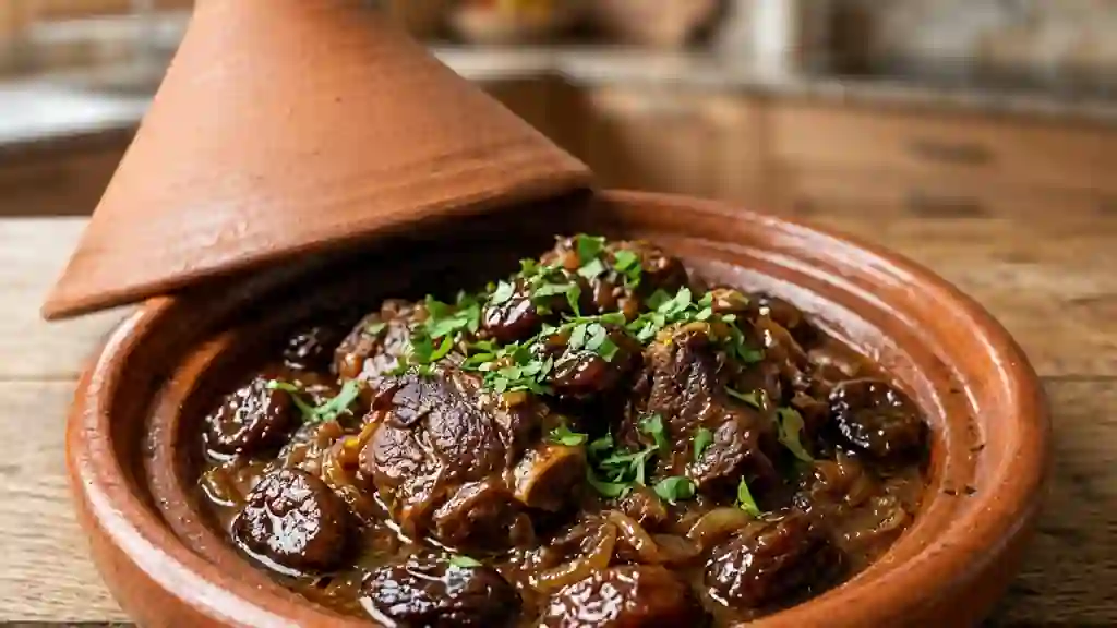 Tajine d'agneau fondant aux pruneaux confits - Photo de présentation