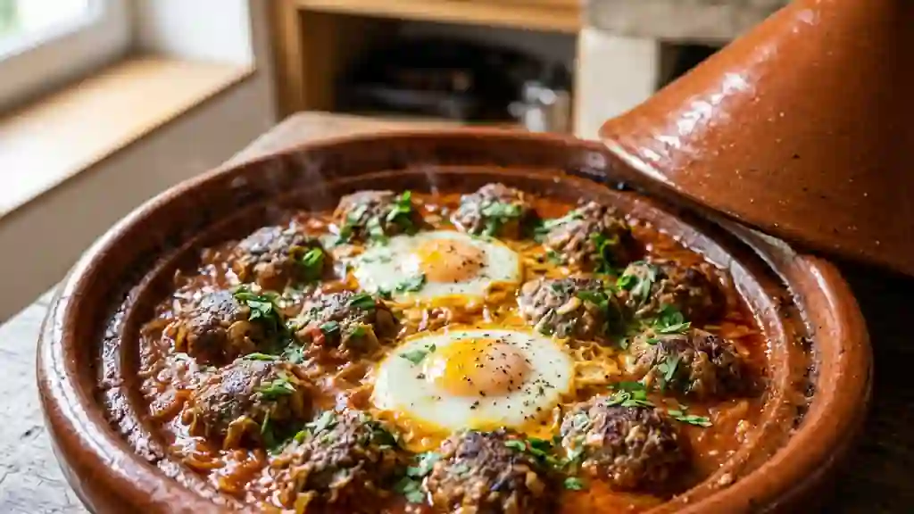 Tajine de keftas fondantes et œufs coulants - Photo de présentation