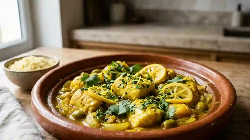 Tajine de lotte fondant au citron acidulé - Photo de présentation