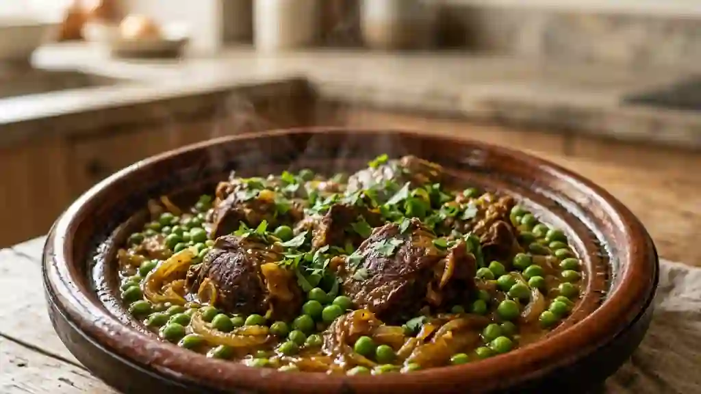 Tajine de mouton fondant aux petits pois - Photo de présentation