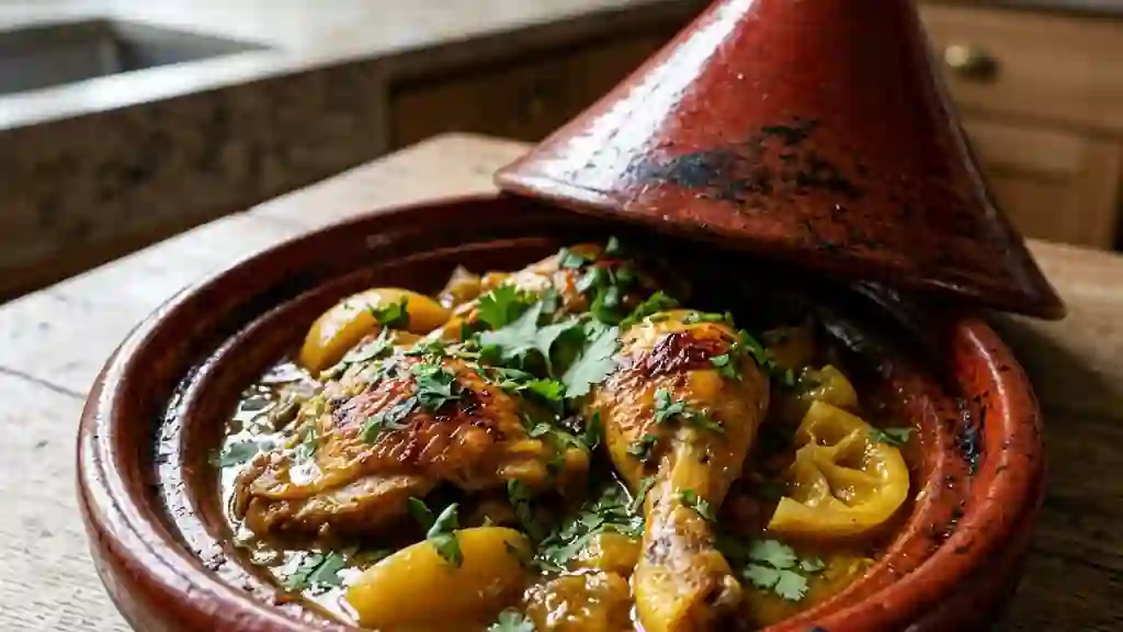 Tajine de poulet fondant au citron confit - Photo de présentation