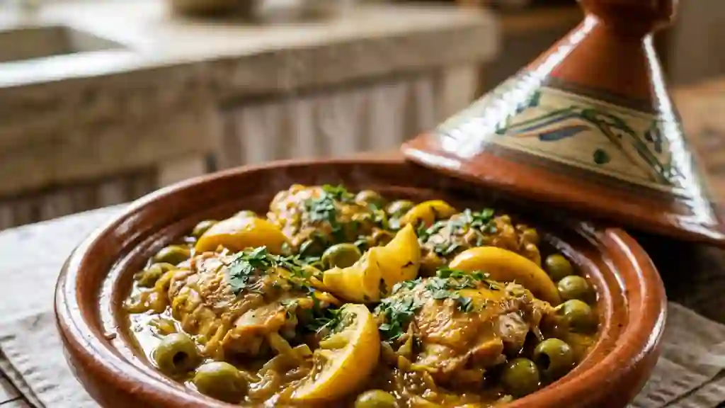 Tajine de poulet citron-olives fondant - Photo de présentation