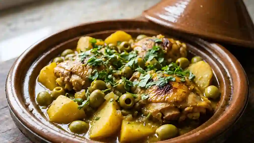 Tajine de poulet citronné aux olives - Photo de présentation