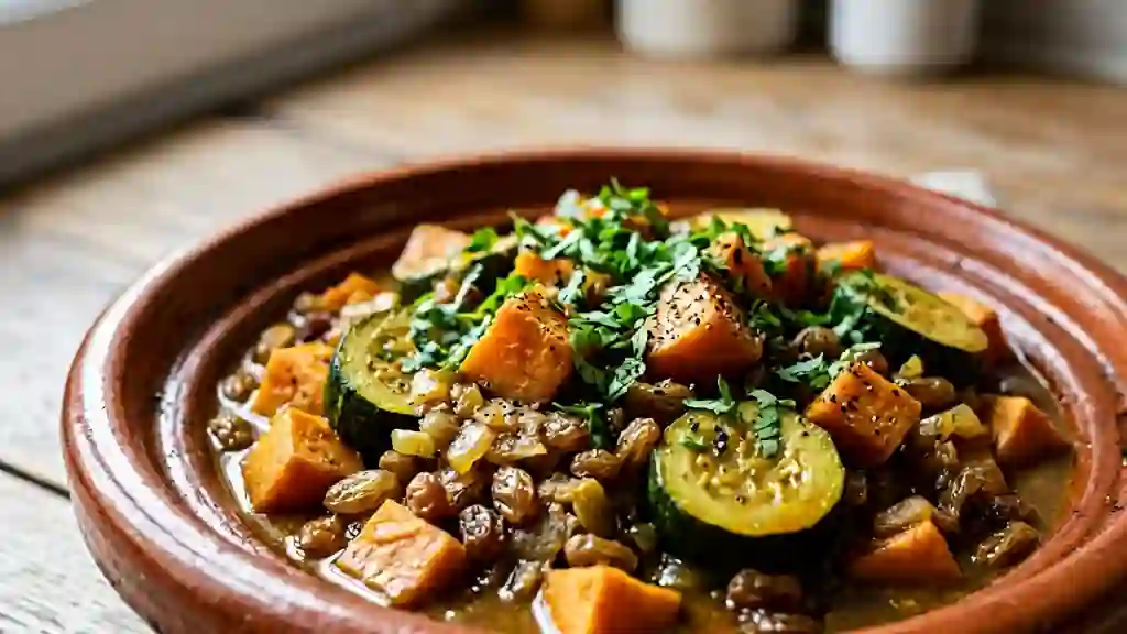 Tajine fondant patates douces et raisins - Photo de présentation
