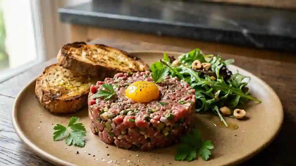 Tartare de bœuf fondant et sa sauce relevée - Photo de présentation