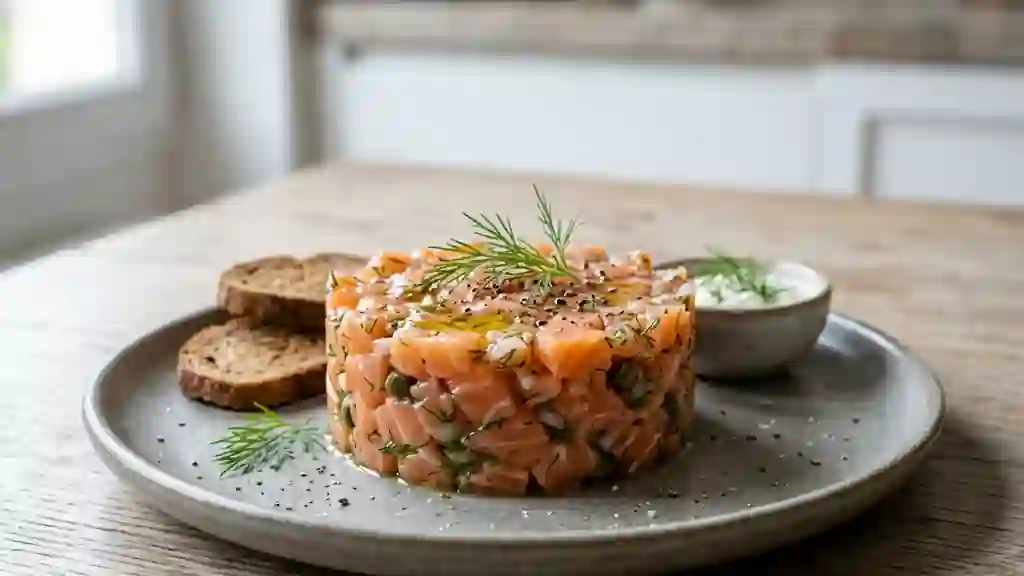 Tartare de saumon fondant citron et aneth - Photo de présentation