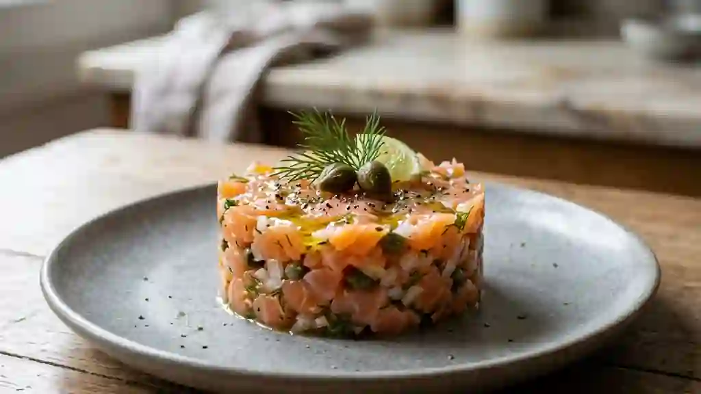 Tartare de saumon fumé frais et citronné - Photo de présentation