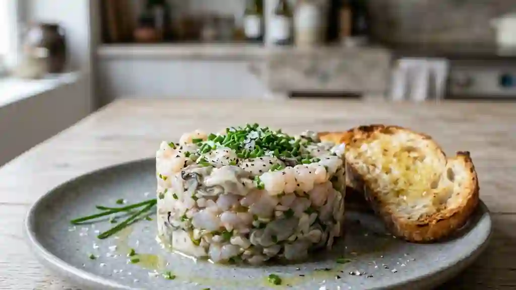 Tartare iodé d'huîtres et crevettes fraîches - Photo de présentation