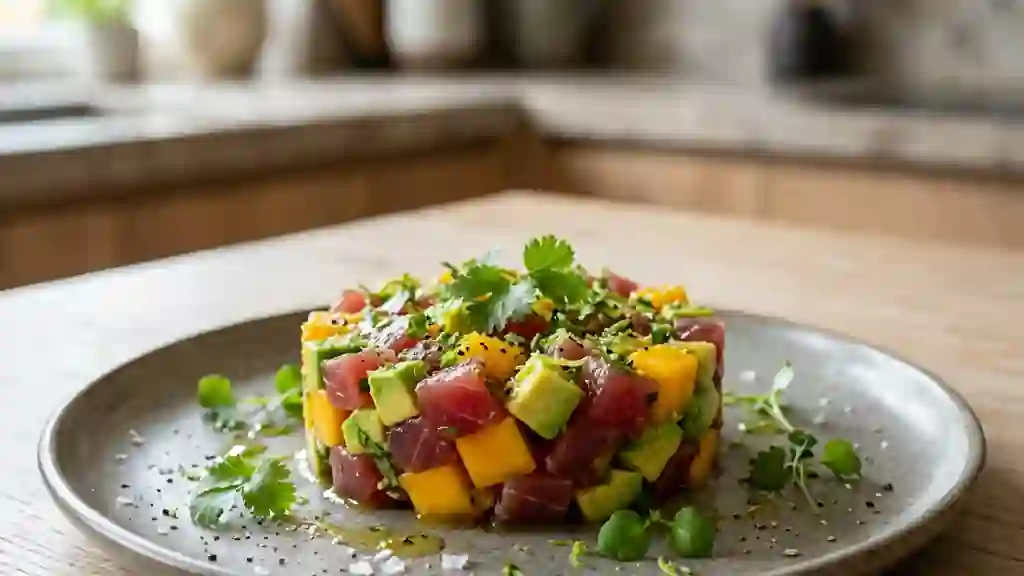 Tartare thon mangue avocat au citron vert - Photo de présentation