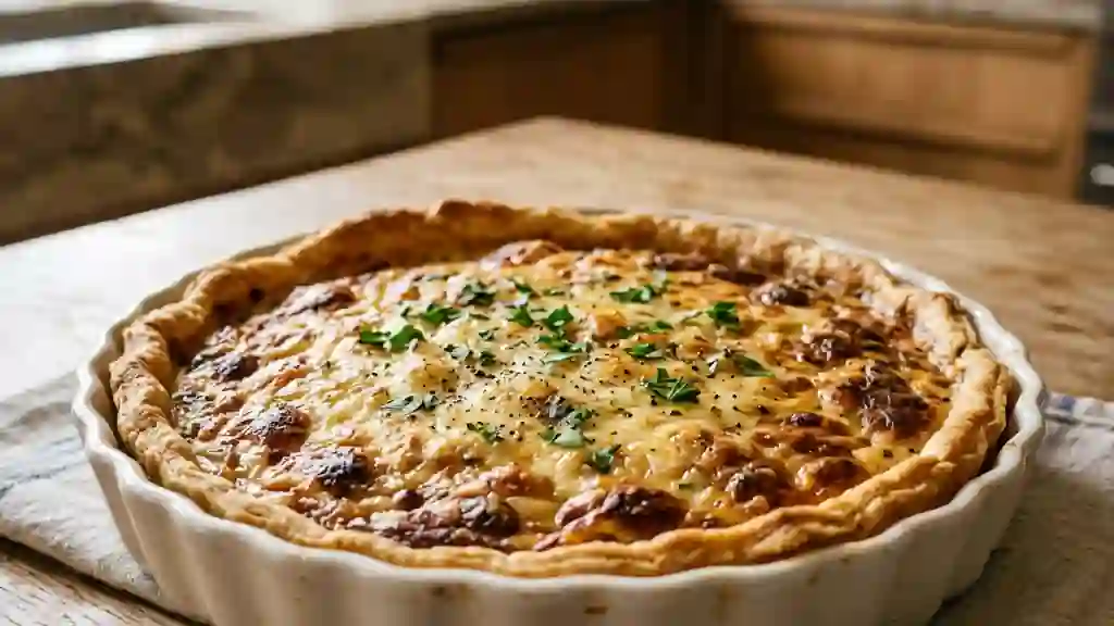 Tarte à la bière blonde fondante et gratinée - Photo de présentation