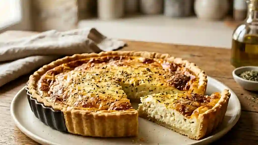 Tarte fondante à la brousse et au parmesan - Photo de présentation